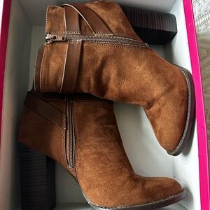 JustFab Brown Suede Ankle Boots